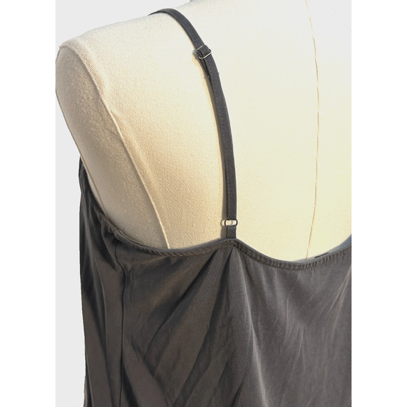 Allison Joy Charcoal Gray V Neck Spaghetti Strap Faux Wrap Side Tie Cami Small - Picture 5 of 7